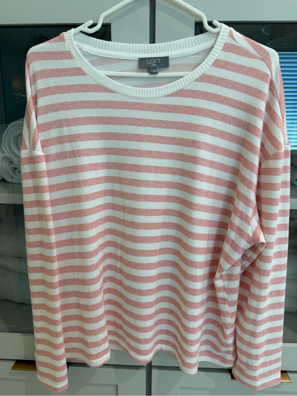 LOFT Striped Pajama Set in Pink & White Like New